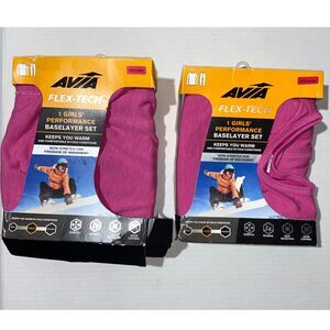 2 AVIA FLEX-TECH~Performance Baselayer SET~PINK~Girls Small~NEW in Pkg!